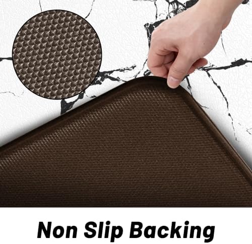 Tyrot Kitchen Mats for Floor, Black White, 2 Pcs, 17.3"X28"+17.3"X47"