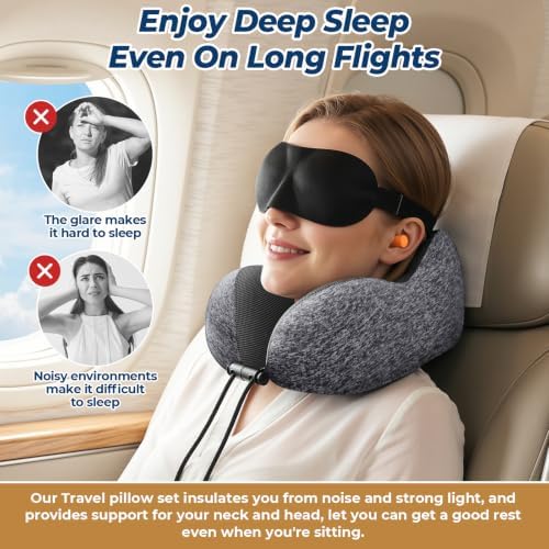 ExploreBliss Travel Pillow, Neck Pillow Airplane, Grey & Light Grey