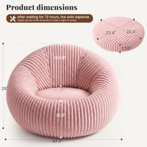 Homkdom Bean Bag Chairs for Adults, Giant Bean Bag Sofa with Back Support