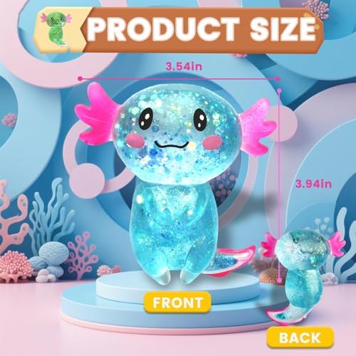 4pcs Axolotl Squishy Stress Relief Toy Glitter Fidget Toys Cute Malt Sugar Axolotl Toy Fidget Toys Adults Fidget Toy for Kids Youth Adult, Party Favors Anxiety Relief Taba Squishy Toys Gift(4pcs)