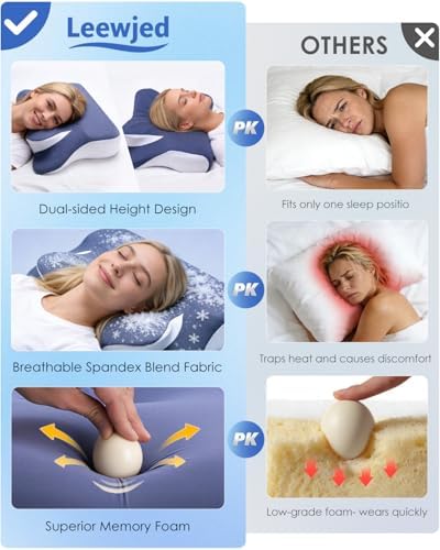 Cervical Neck Pillow for Neck Pain Relief Mellow Sleep Pillow Memory Foam
