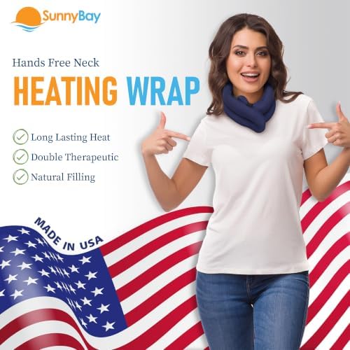 SunnyBay Hands-Free Heating Pad, Neck and Shoulder Wrap, 26 inch, Navy