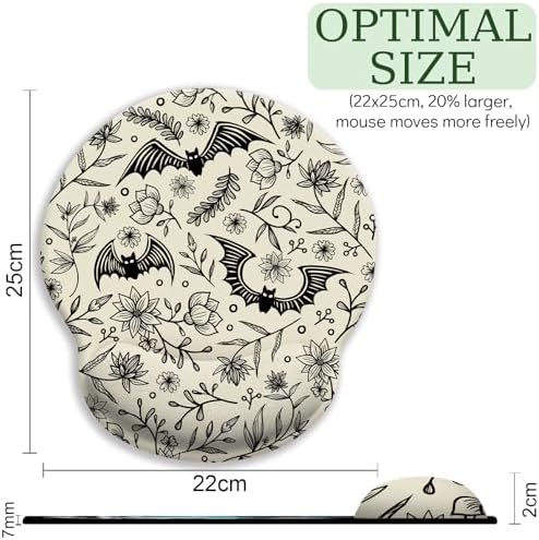 LIMKRIAN Goth Bat Ergonomic Mouse Pad with Gel Wrist Rest, 9.8 x 8.6 in