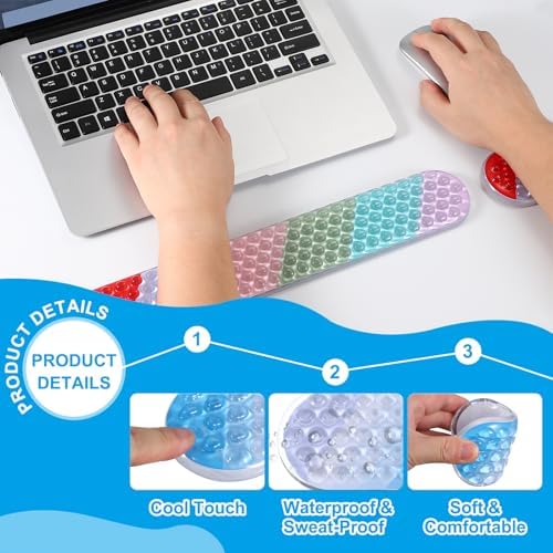 PATIKIL Gel Wrist Rest, Ergonomic Silicone Gel Mouse Pad Mouse Wrist Support Cool Touch Cushion for Mouse Computer Laptop Home Office Work,Mouse Pad Ocean Blue Ombre
