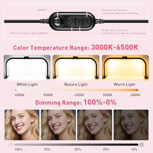 HITTI LED 5X Magnifier Half Moon Nail Desk Lamp, 30" Foldable Arch Light
