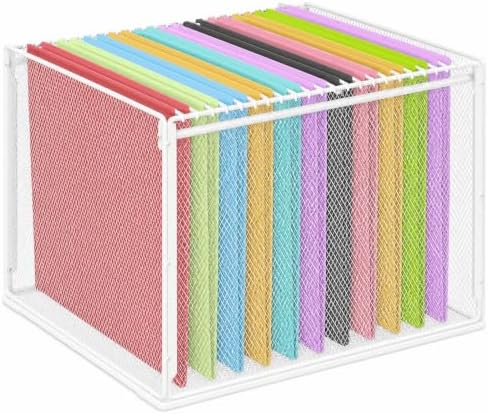 LEKETREE Mesh Hanging File Organizer Box for Desk, White 1 Pack