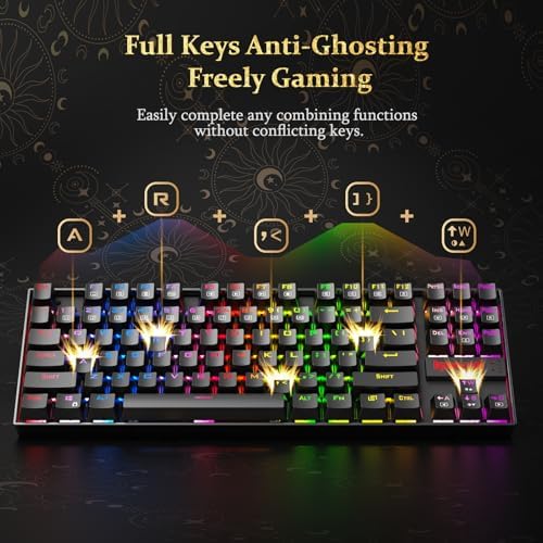 Redragon K552P Mechanical Gaming Keyboard TKL with 18 Backlight Modes, Hot-Swappable Red Switches, 87-Key Compact Ergonomic Design, N-Key Rollover & Software Programmable Macro - RGB, Black