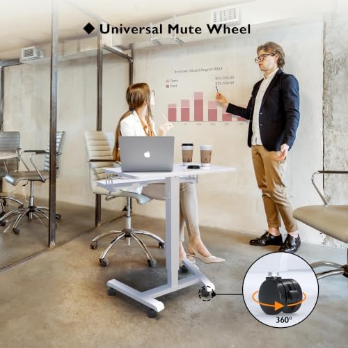BONTEC Mobile Standing Desk with Keyboard Tray, Mobile Podium on Wheels