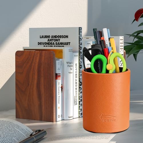 Pen Pencil Holder Cup Container PU Leather Desk Organizer Stand Decor Brush Scissor Holder Decoration Office Desk Home School