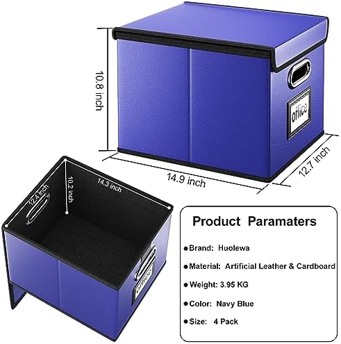 File Organizer Box with Lids, Collapsible File Folder Organizer