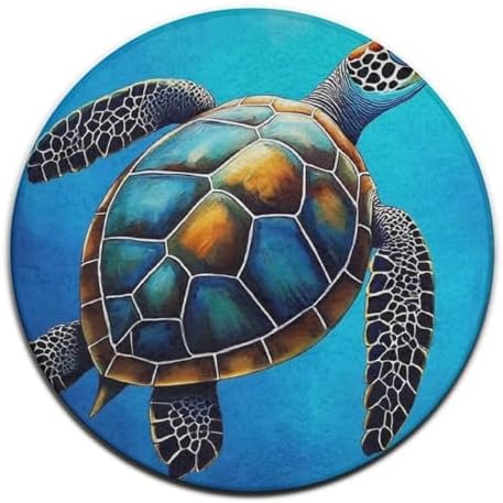 Fashion Round Area Rug Large Non Slip Carpet Unisex Home Decor Mat Sea Turtle