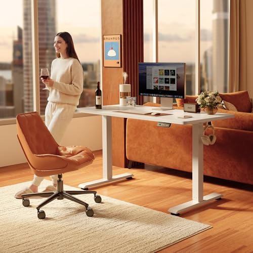 FEZIBO Standing Desk 55 × 28 Inch Electric Height Adjustable, White