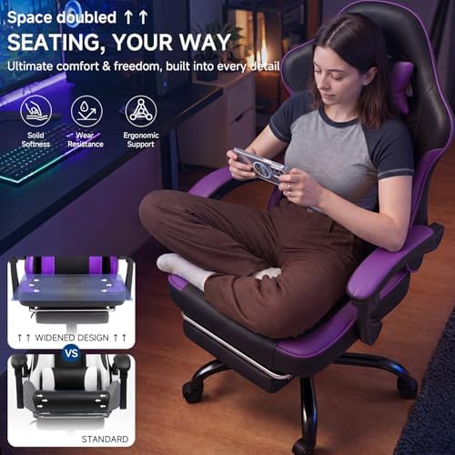 Ergonomic Gaming Chair with Footrest Video Game Chair Reclining