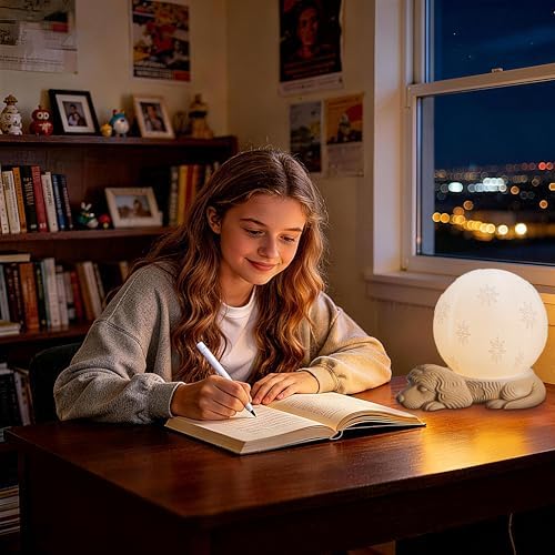 Cute Dog Table Lamp, Rechargeable Battery Powered Bedside Lamp, 3 Color Temperature Dimmable Cordless Lamp, USB C Charging Touch Lamp for Bedroom, Nightstand, Nursery