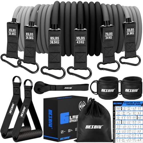Heavy Resistance Bands for Working Out, 300lbs/360lb/420lb Exercise Bands Workout Bands with Handles, Door Anchor, Ankle Straps, Home Gym Workout Equipment for Men Fitness Strength Training Stretching