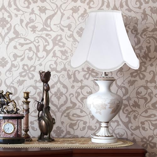 GO&SO Lamp Shades Set of 2,6" x 13" x 10.6",Bell Lamp Shade,White Petals