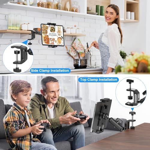 iPad Under Cabinet Mount, Kitchen Tablet Holder, iPad Desk Mount with Clamp