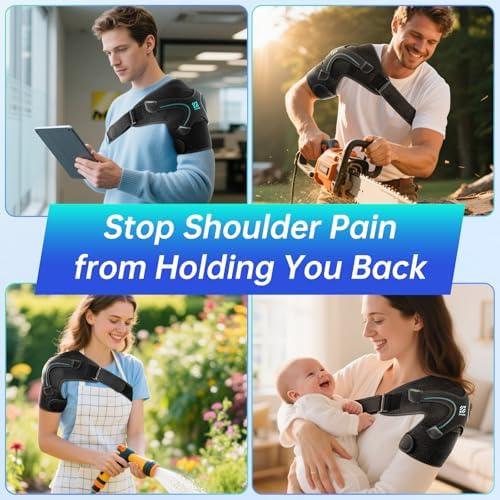 Shoulder Brace, Rotator Cuff Support and Arm Sling for Pain Relief & Injury Recovery, Breathable Compression Sleeve for Strain & Dislocation Prevention, Adjustable for Left and Right Arm, Men & Women