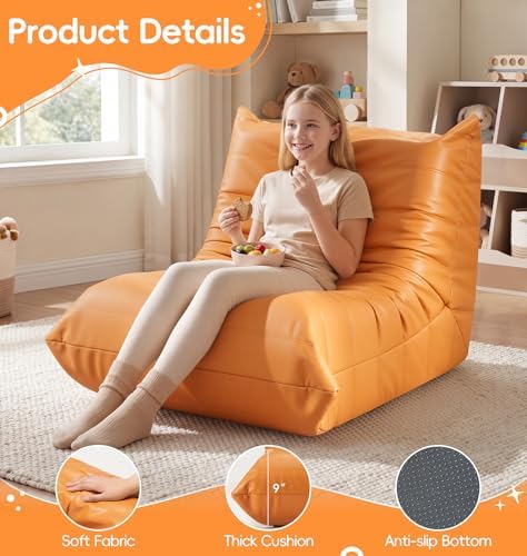 Hobestluk Bean Bag Chair for Teens Large Beanbag Couch with Leather Fabric