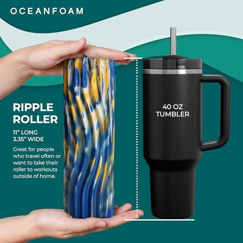 Oceanfoam Ripple Roller - Small Foam Roller (Royal, Gold & Natural Marbled)