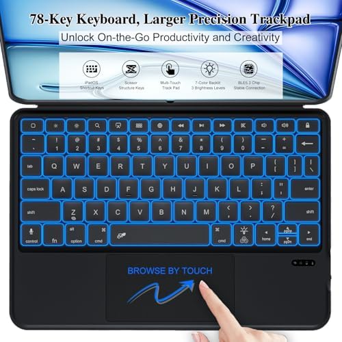 Keyboard Case for iPad Air 11 inch (M4/M3/M2, 2026/2025/2024)&Pro 11, Magnetic Detachable iPad A16 11th/10th Keyboard, Trackpad, Backlit, Quiet Typing, Full Protection for Air 5/4th Gen 10.9" (Black)