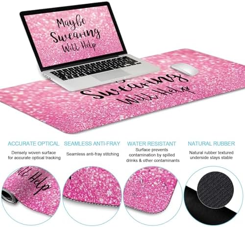 LIMKRIAN Pink Ergonomic Mouse Pad Set, Large Desk Matt for Desktop Decor
