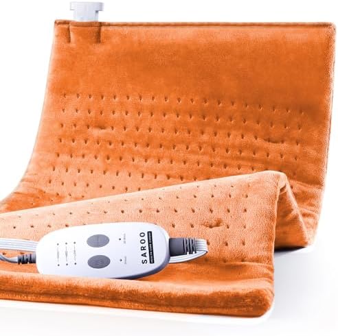 Massaging Weighted Heating Pad for Back Pain Relief,20"×24",Pumpkin Yellow