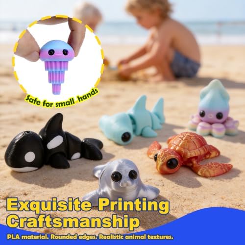 15pcs 3D Printed Animals, Multicolor Ocean Figurines for Kids