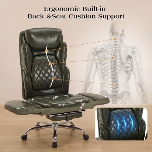 Big and Tall Executive Criss Cross Office Chair with Footrest Flip Armrest