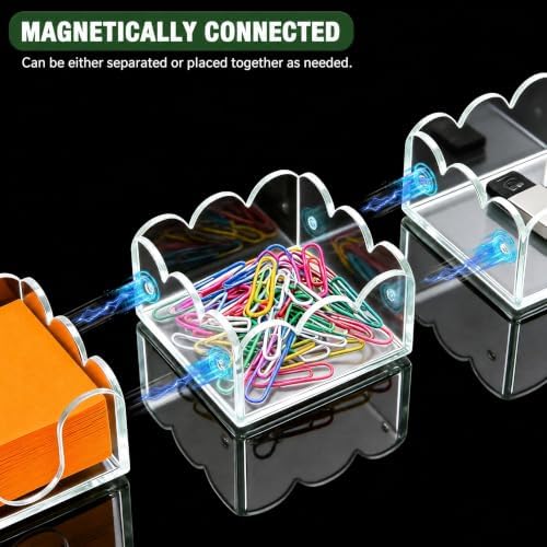 Magnetic Sticky Note Holder, 3-in-1 Clear Acrylic Desk Organizer