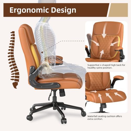 Youhauchair Executive Office Chair, Leather Computer Desk Chair, Brown