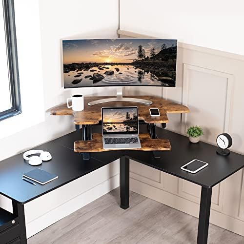 VIVO Rustic Vintage Brown 43 in Corner Desk Converter, DESK-V000VCN