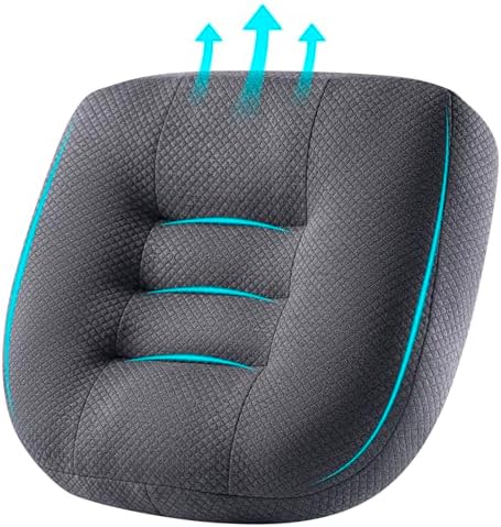 Seat Cushion, Large Chair Cushion Booster for Office Chair to Rise Height, Velvet Cover with Handle and Anti-Slip Bottom, PP Cotton Filling - Relieves Back Pain (Polyester, Grey)