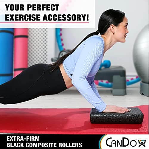 CanDo Black Composite High-Density Foam Rollers for Muscle Restoration Massage Therapy Sport Recovery and Physical Therapy 6" x 18" Half-Round