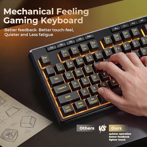 Redragon S156 Wireless Keyboard and Mouse with Tri-Mode, Mechanical Feel Keyboard and 4800 DPI 61G Ultra-Light Gaming Mouse, RGB Backlit, 4 Macro Keys, Long Battery Life for PC, Mac, Ideal for Gamer