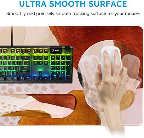 iCasso Table Mat for Workspace, Color Block 35.4"x15.7" Keyboard Mat