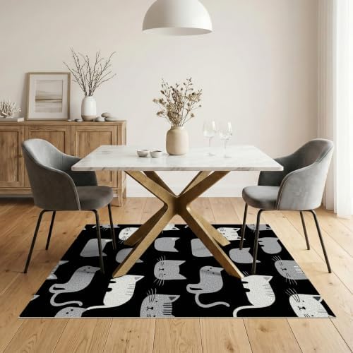 5'x7' Midnight Black Cat with Silver Accents Ultra-Soft Area Rug