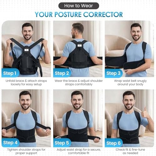 Back Straightener Posture Corrector for Men and Women - Comfortable Full Back Brace Posture Corrector for Daily Wear - Adjustable Shoulder Support Brace for Office, Driving, Study & Back Pain Relief