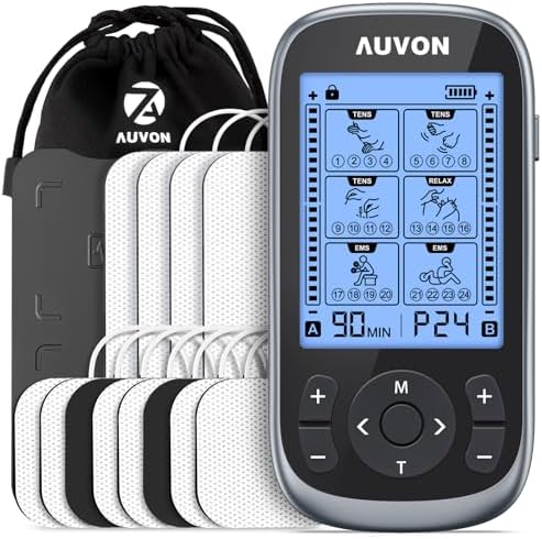 AUVON 3-in-1 TENS Unit Muscle Stimulator, 40 Levels for Gradual Pain Relief