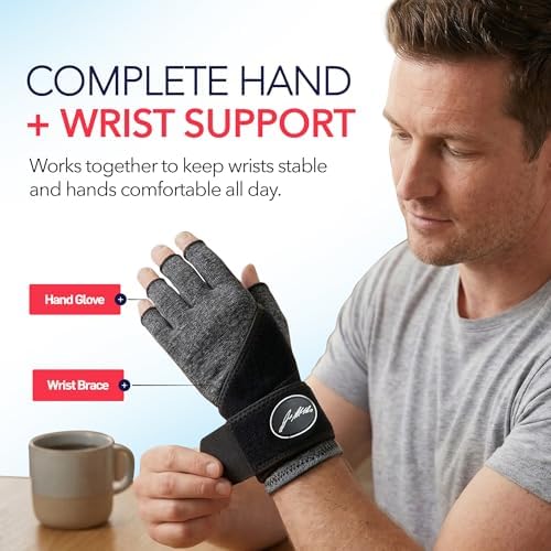 Dr. Arthritis Compression Arthritis Glove Set of 3 with Wrist Brace, Comfortable Fingerless Carpal Tunnel Hand Gloves for Women Night Support, Pain Relief for Rheumatoid Arthritis, Work, Typing - Medium