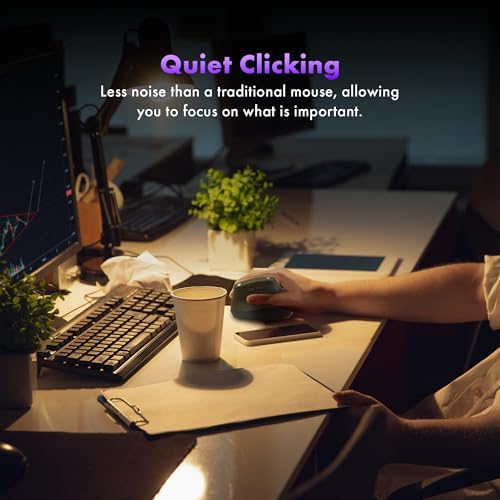 J-Tech Digital Wireless Mouse, Vertical Ergonomic Mouse with 2.4G Wireless & Bluetooth for 3 Multi-Device Function, Adjustable DPI Modes, Compatible with PC, Mac, Laptop - Black
