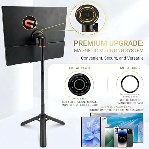 Portable Travel Monitor Stand Magnetic Metal Tripod for Monitor/iPad/iPhone