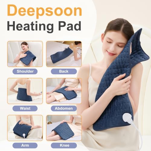 Heating Pad,Electric Heating Pads,Heating Pad for Back,DarkBlue,24x12 in