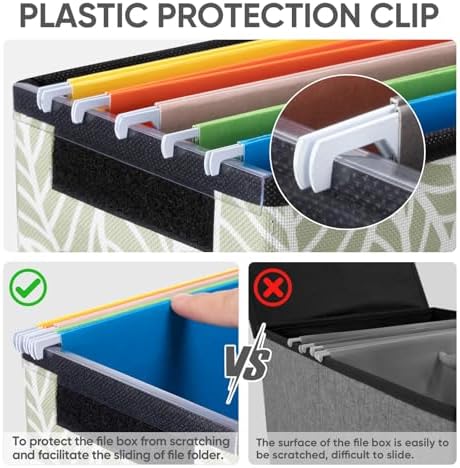 BALEINE File Organizer Box with Lid, Collapsible Hanging File Storage Box