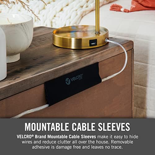 VELCRO Brand Mountable Cable Sleeve, Black, 12 in, 2 Pack