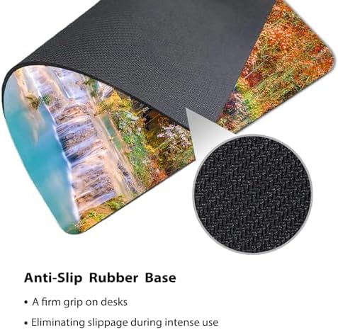 9.5x7.9 Inch Office/Gaming Mouse Pad, Tropical Rainbow Jungle Waterfall Vibrant Sunlit Forest Scenery, Cute Anti-Slip Mat for Desk Decor