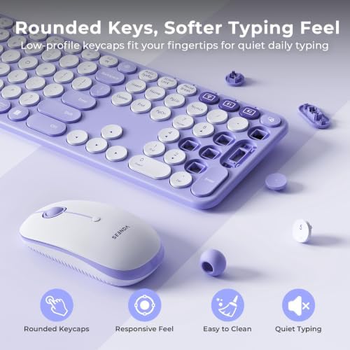 seenda COE202 Bluetooth Keyboard and Mouse Combo for Mac, Lilac Purple