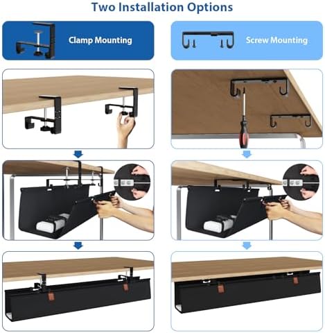 Zilink Under Desk Management Tray Desk Cable Organizer 40 inch, Black