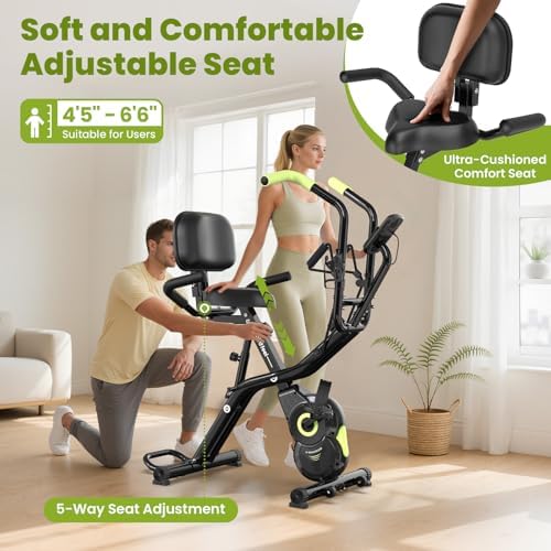 Foldable Exercise Bike, 8-Level Magnetic Stationary Bike for Home Gym