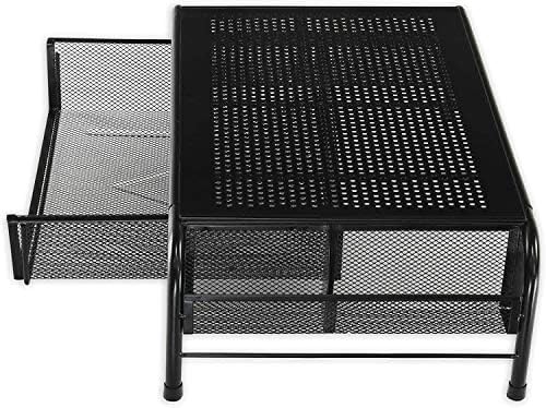 Simple Houseware Metal Desk Monitor Stand Riser w/ Organizer Drawer, Black